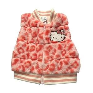 NWT Hello Kitty faux fur vest pink leopard print w sequin Hello Kitty -‎ Size 2T